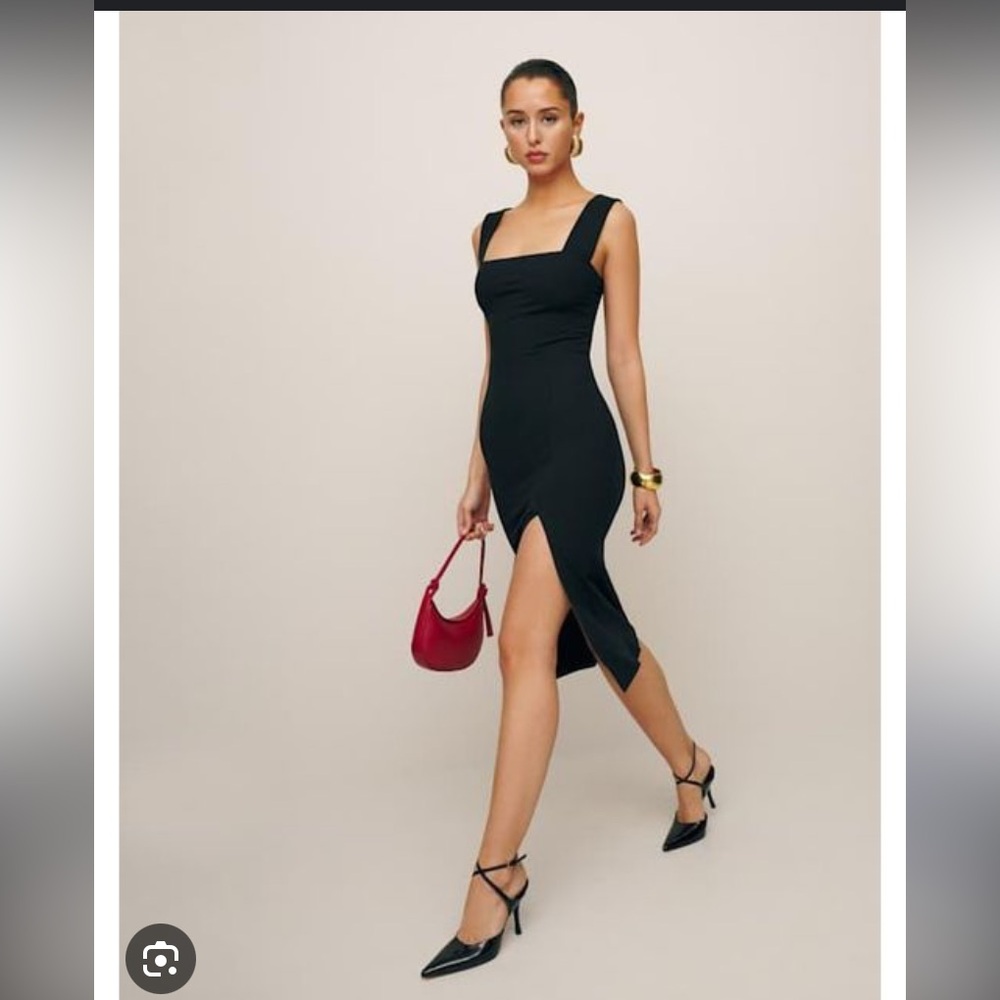 Reformation Cassi Ribbed Black Dress